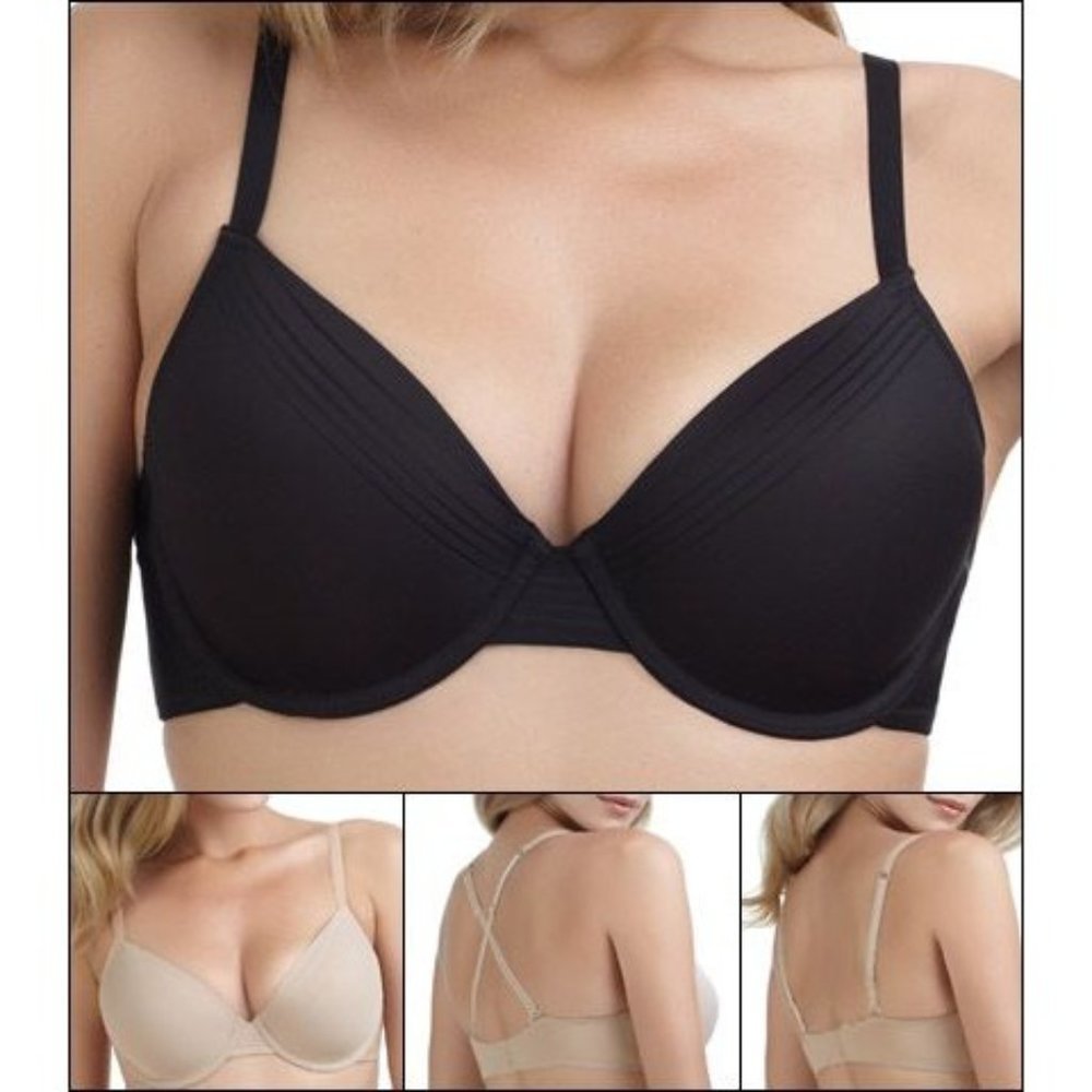 LE MYSTERE Manhattan Plunge Underwire Convertible T-Shirt Bra #9855 Black 32F